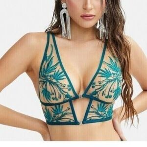 Teal Floral Embroidered Bralette